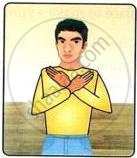 The image displays an educational graphic illustrating a referee signal with both arms crossed in front of the chest with open hands, corresponding to the official rules and manual reference.