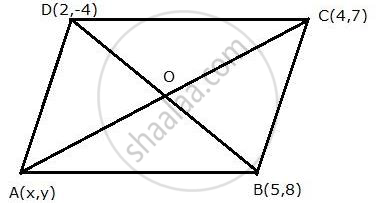 Abcd Is A Parallelogram Where A X Y B 5 8 C 4 7 And D 2 4 Find I Co Ordinates Of A Ii Equation Of Diagonal Mathematics Shaalaa Com