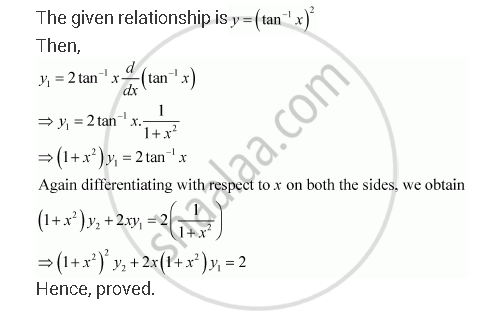 If Y Tan 1 X 2 Show That X2 1 2 Y2 2x X2 1 Y1 2 Mathematics Shaalaa Com