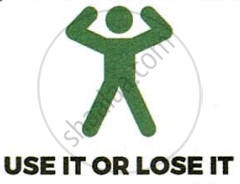 The image displays a green icon of a person with raised arms, accompanied by the bold text caption "USE IT OR LOSE IT" representing a physical fitness principle.