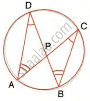 A circle with chords AC and BD intersecting at P and angle markers at the circumference.