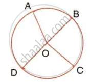 The image displays a circle with center $O$, points $A$, $B$, $C$, and $D$ on the circumference, and two intersecting diameter line segments $AC$ and $DB$ passing through the center $O$.