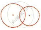 The image displays two intersecting circles, each with a marked center point.