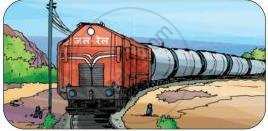 चित्र में रेल द्वारा पानी पहुँचाने की व्यवस्था दिखाई दे रही है।