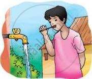 चित्र में एक व्यक्ति खुले नल के पास ब्रश करते हुए दिखाई दे रहा है।