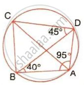 A cyclic quadrilateral ABCD with diagonals AC and BD, and angles marked 40°, 45°, and 95°.