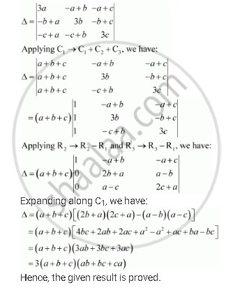 Using Properties Of Determinants Prove That 3a A B A C B A 3b B C C A C B 3c 3 A B C Ab Ca Mathematics Shaalaa Com