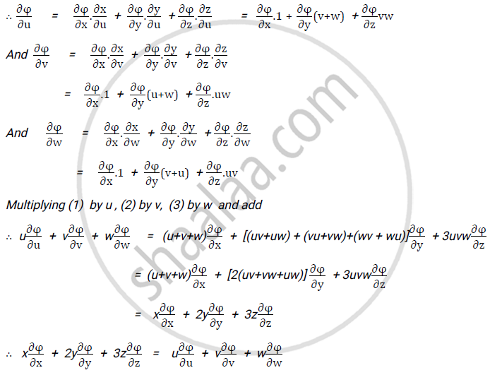 If X U V W Y Uv Vw Uw Z Uvw And F Is A Function Of X Y And Z Prove That Applied Mathematics 1 Shaalaa Com