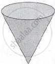 Illustrates an earthen storage pot shaped like an inverted cone, oriented vertically with its pointed apex facing downwards.