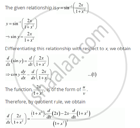 Find Dy Dx For Y Sin 1 2x 1 X 2 Mathematics Shaalaa Com