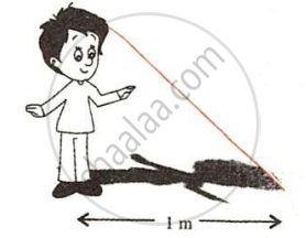The image displays a right-angled triangle formed by a person's height, a shadow measuring $1\text{ m}$, and a line of sight connecting the top of the head to the tip of the shadow. It illustrates right-angled triangle relationships, shadow-height proportions, and Pythagorean theorem applications for real-world height and distance problems.