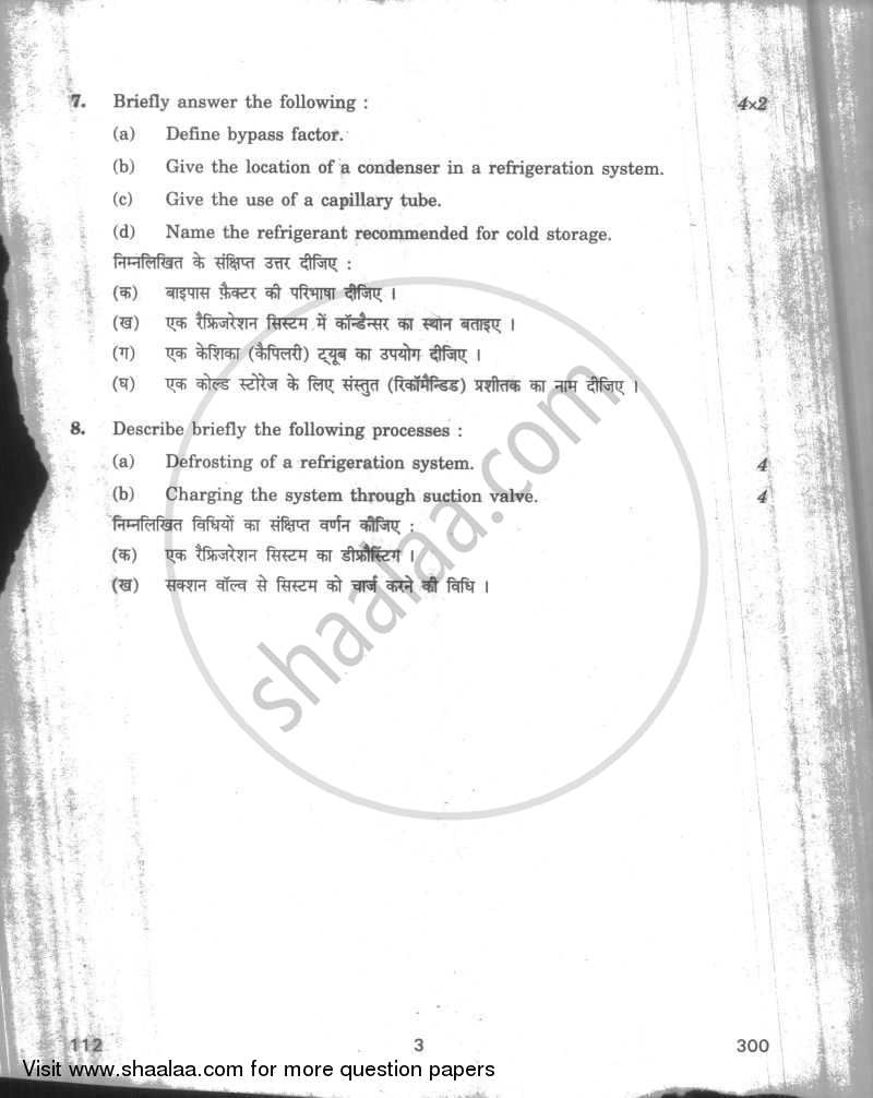 Air Conditioning and Refrigeration 3 2009-2010 Class 12 - CBSE (Central Board of Secondary Education) question paper with PDF download