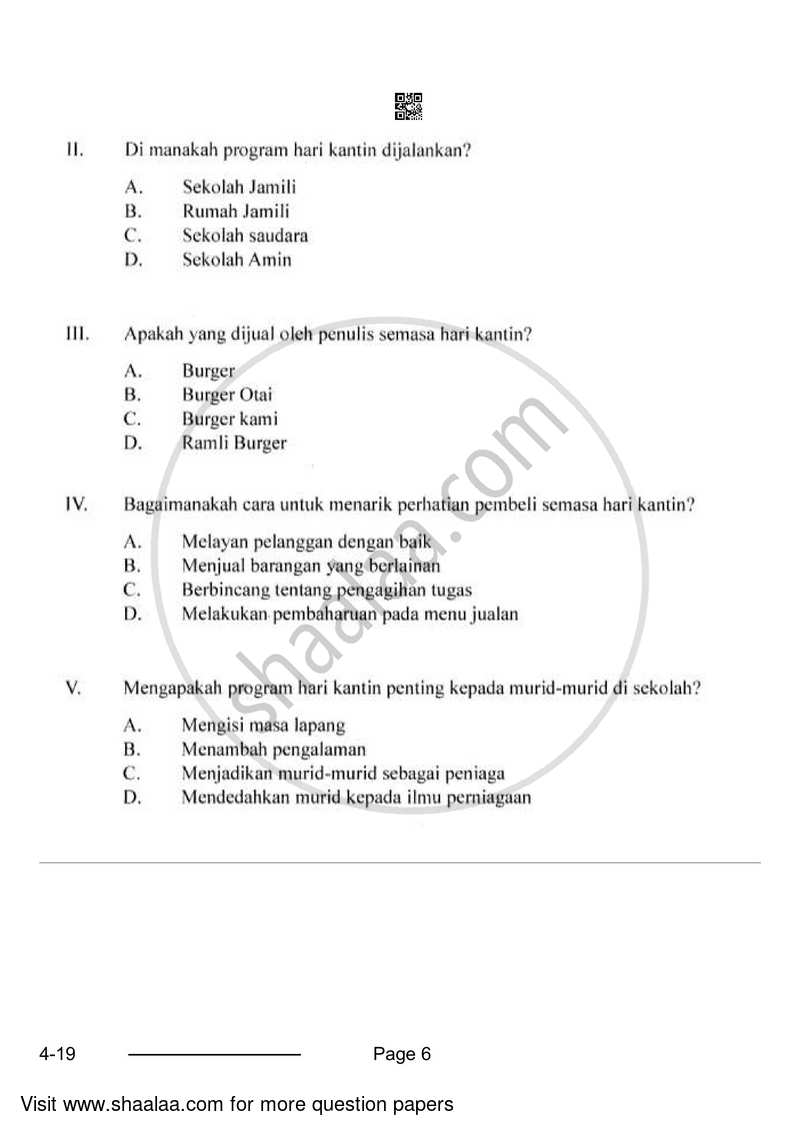 Bahasa Melayu 2023-2024 Class 10 - CBSE (Central Board of Secondary Education) question paper with PDF download