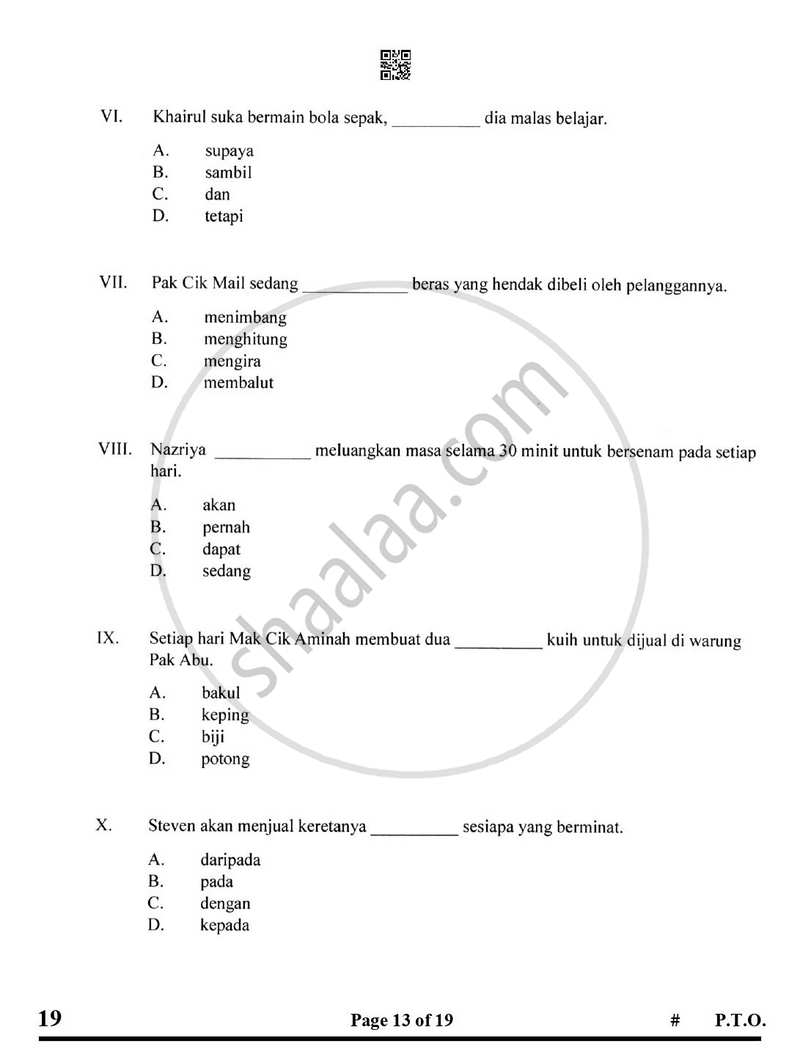 Bahasa Melayu 2024-2025 Class 10 - CBSE (Central Board of Secondary Education) question paper with PDF download