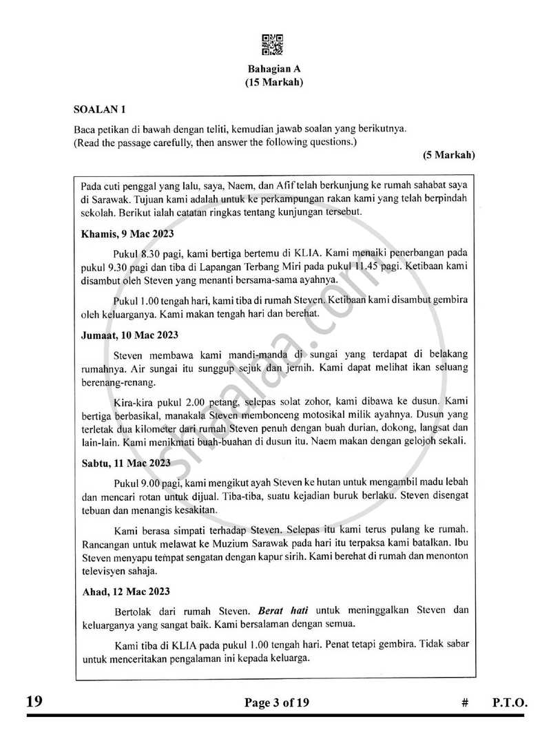 Bahasa Melayu 2024-2025 Class 10 - CBSE (Central Board of Secondary Education) question paper with PDF download