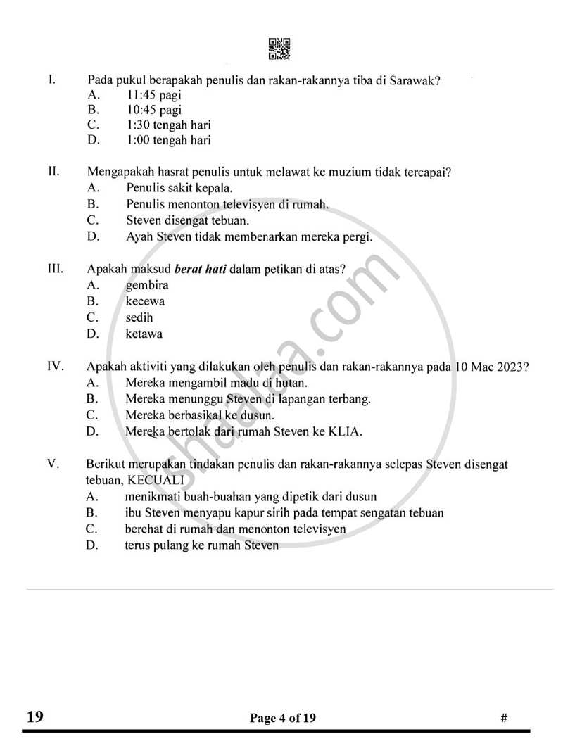 Bahasa Melayu 2024-2025 Class 10 - CBSE (Central Board of Secondary Education) question paper with PDF download