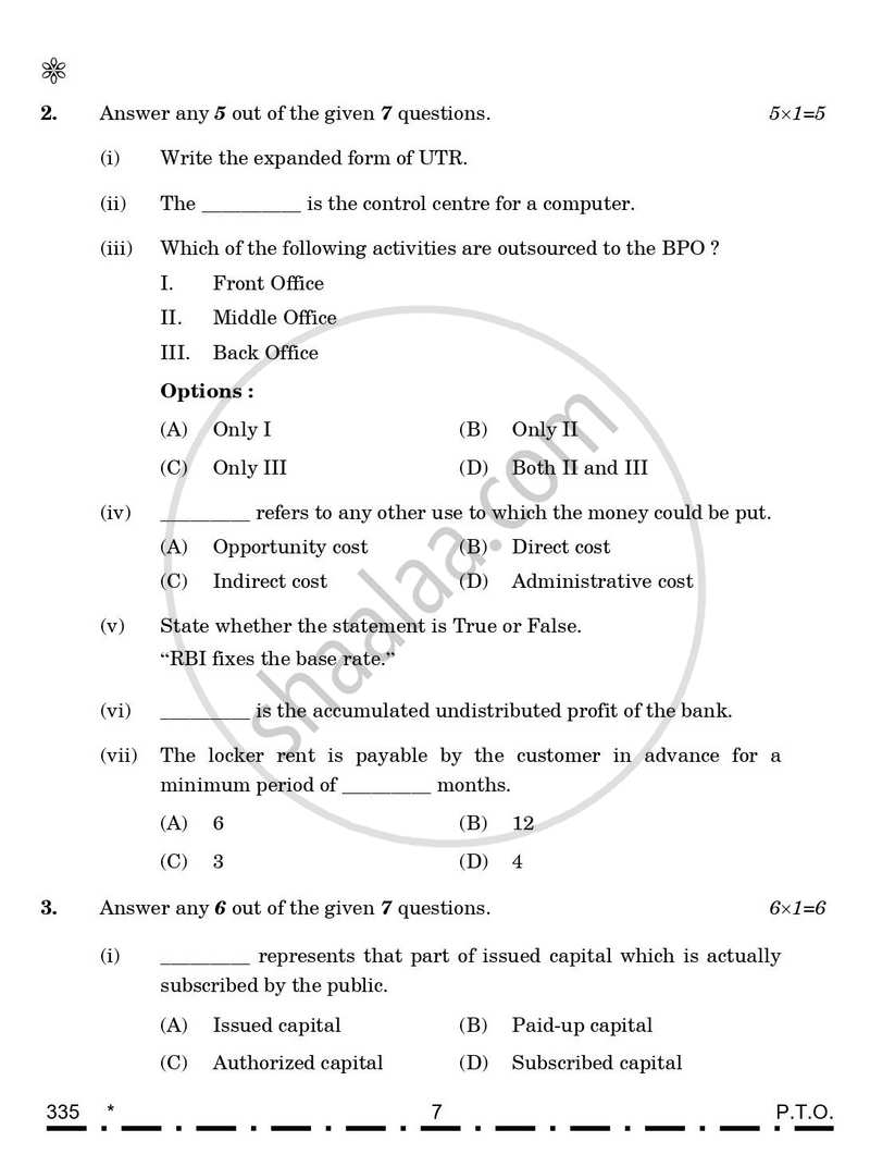 Banking 2025-2026 Class 12 - CBSE (Central Board of Secondary Education) question paper with PDF download