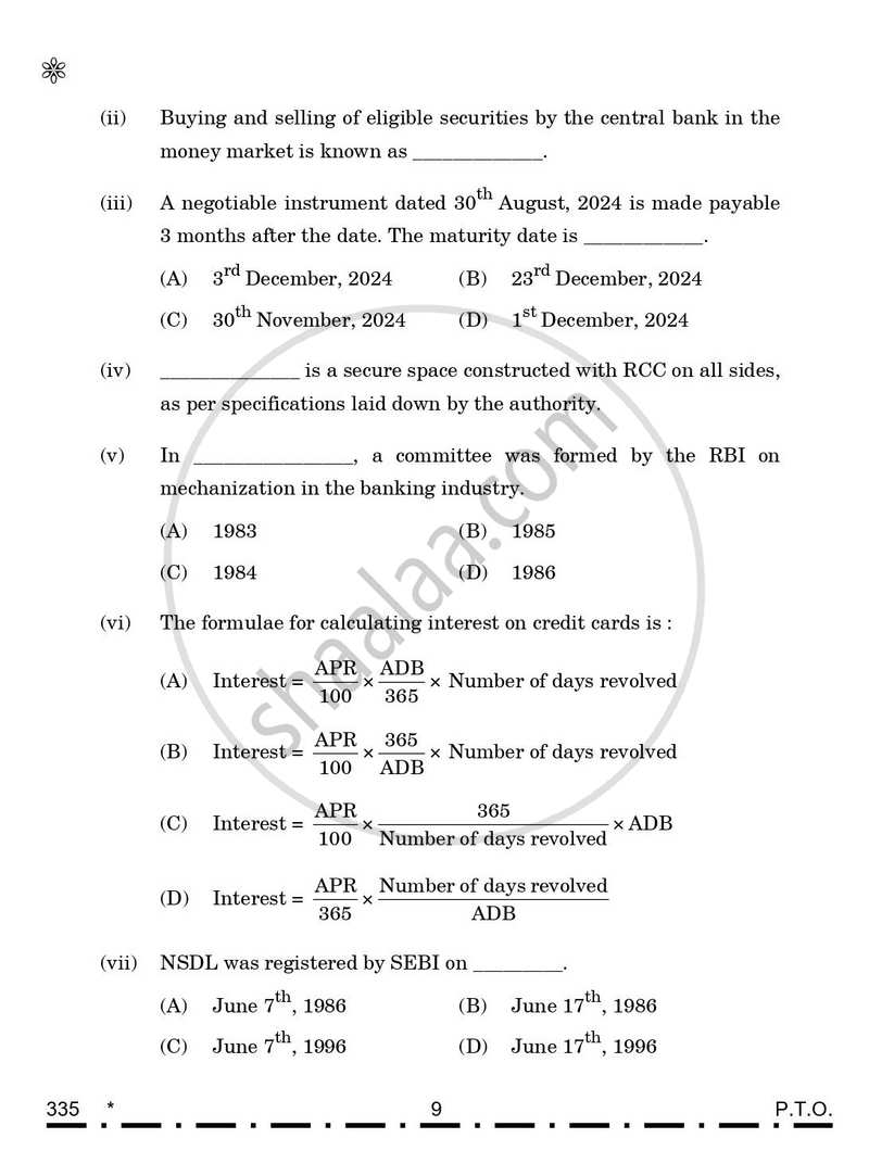 Banking 2025-2026 Class 12 - CBSE (Central Board of Secondary Education) question paper with PDF download
