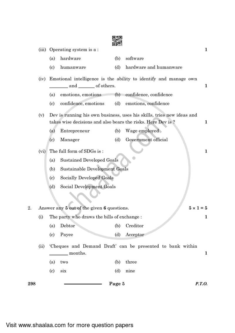 Banking and Insurance 2023-2024 Class 10 - CBSE (Central Board of Secondary Education) question paper with PDF download