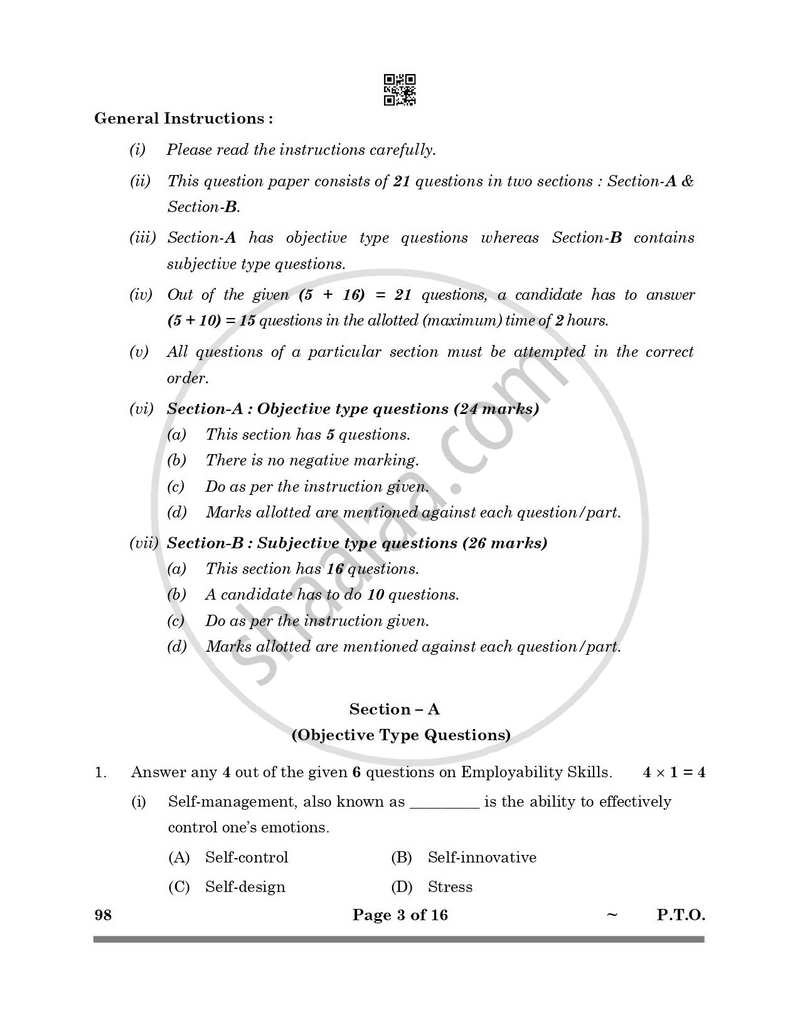 Banking and Insurance 2024-2025 Class 10 - CBSE (Central Board of Secondary Education) question paper with PDF download