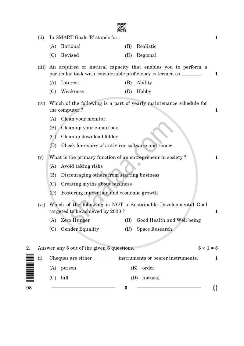 Banking and Insurance 2025-2026 Class 10 - CBSE (Central Board of Secondary Education) question paper with PDF download