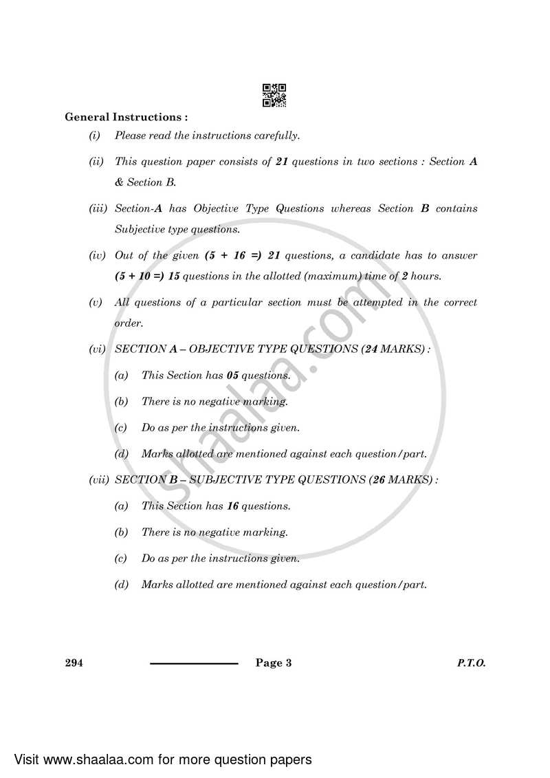 Beauty and Wellness 2023-2024 Class 10 - CBSE (Central Board of Secondary Education) question paper with PDF download