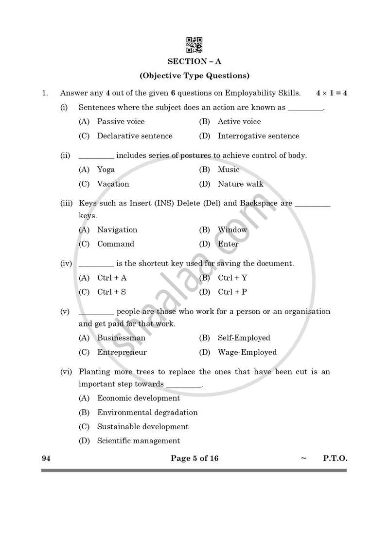 Beauty and Wellness 2024-2025 Class 10 - CBSE (Central Board of Secondary Education) question paper with PDF download