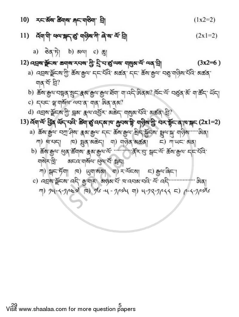 Bhutia 2018-2019 Class 10 - CBSE (Central Board of Secondary Education) question paper with PDF download