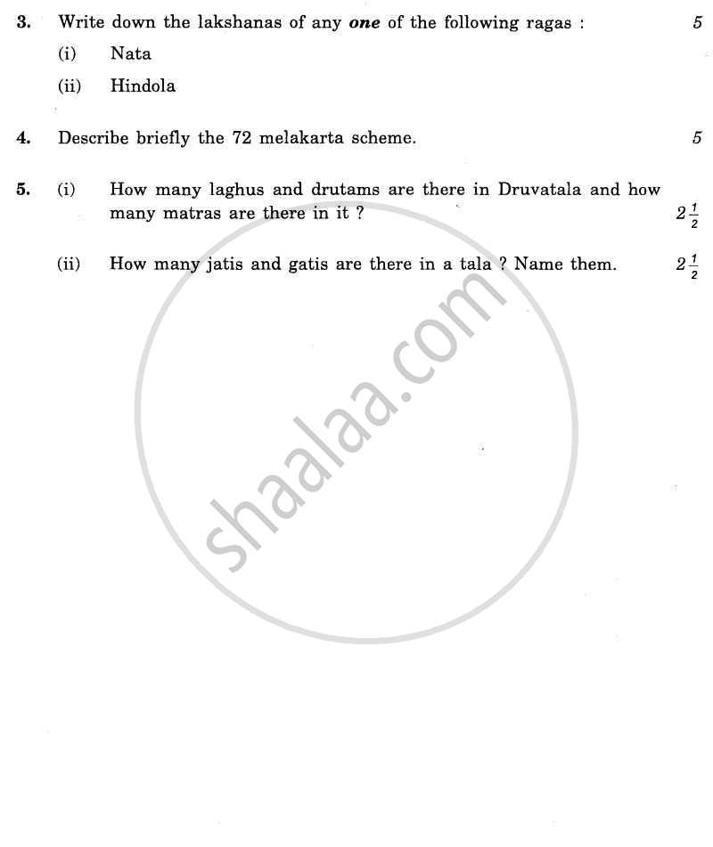 Carnatic Music-melodic Instruments 2010-2011 Class 10 - CBSE (Central Board of Secondary Education) question paper with PDF download