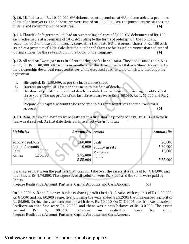 Accountancy 2005-2006 - CBSE 12th - Class 12 - CBSE (Central Board of Secondary Education) question paper with PDF download