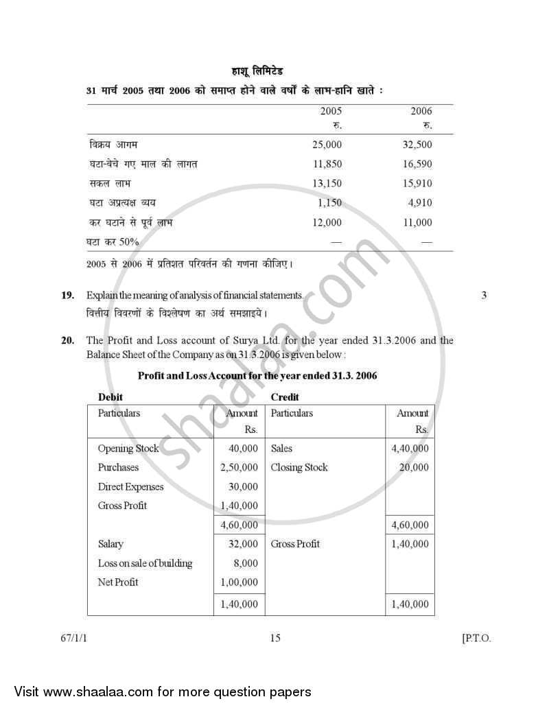 Accountancy 2006-2007 - CBSE 12th - Class 12 - CBSE (Central Board of Secondary Education) question paper with PDF download