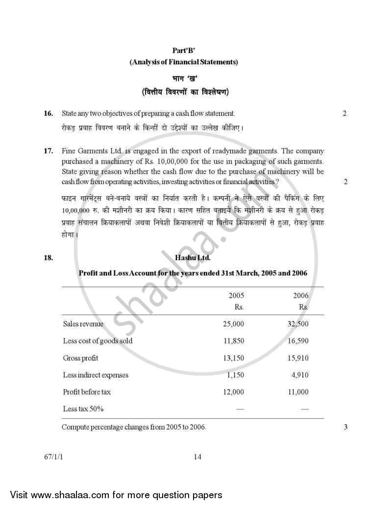 Accountancy 2006-2007 - CBSE 12th - Class 12 - CBSE (Central Board of Secondary Education) question paper with PDF download