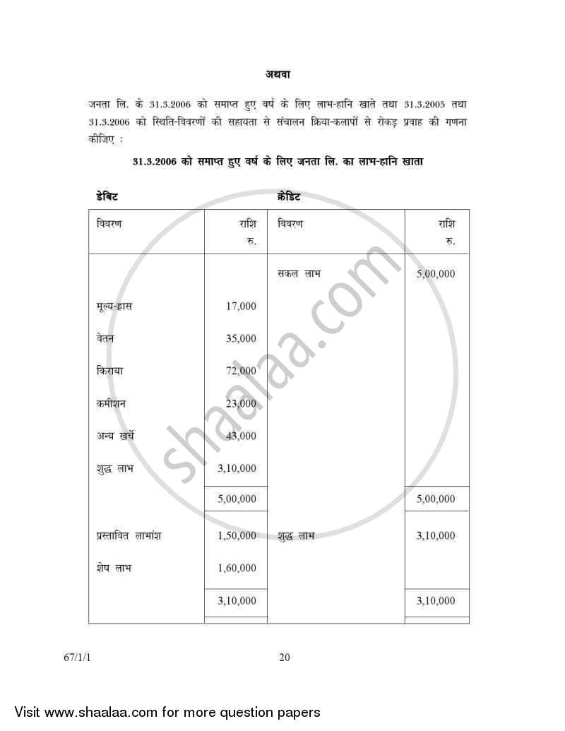 Accountancy 2006-2007 - CBSE 12th - Class 12 - CBSE (Central Board of Secondary Education) question paper with PDF download