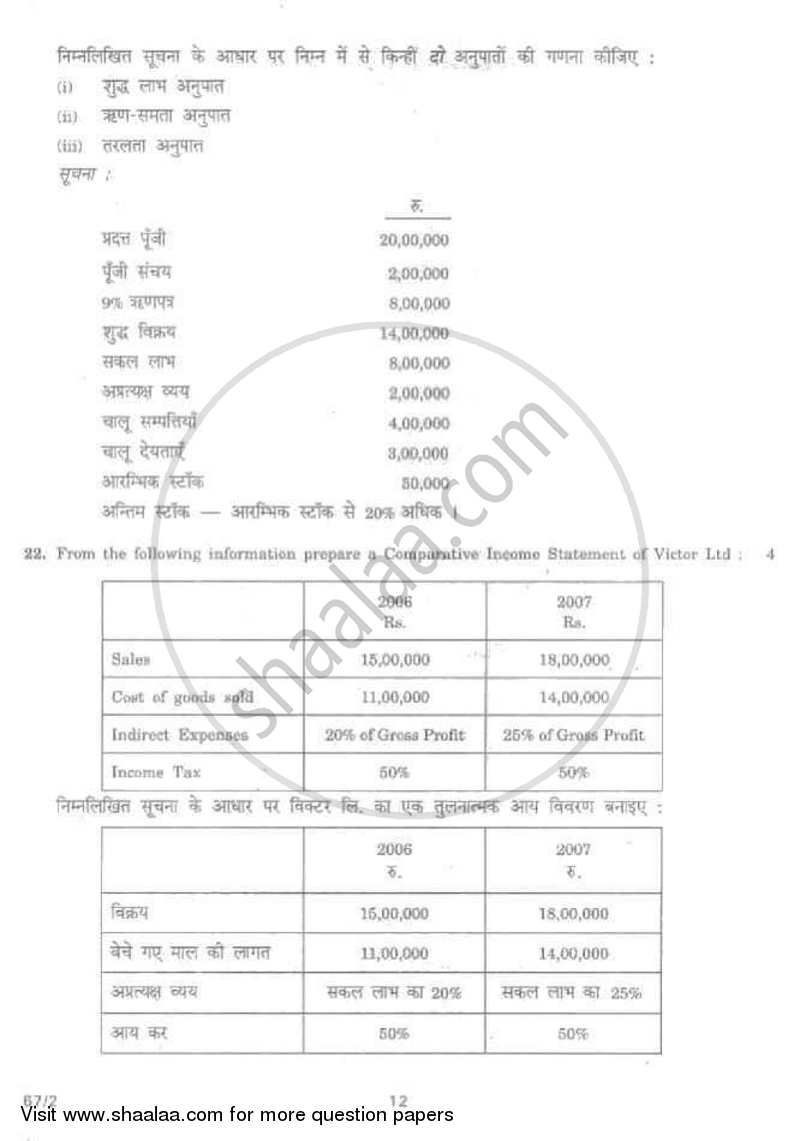 Accountancy 2007-2008 - CBSE 12th - Class 12 - CBSE (Central Board of Secondary Education) question paper with PDF download