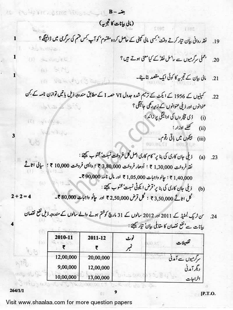 Accountancy 2012-2013 - CBSE 12th - Class 12 - CBSE (Central Board of Secondary Education) question paper with PDF download