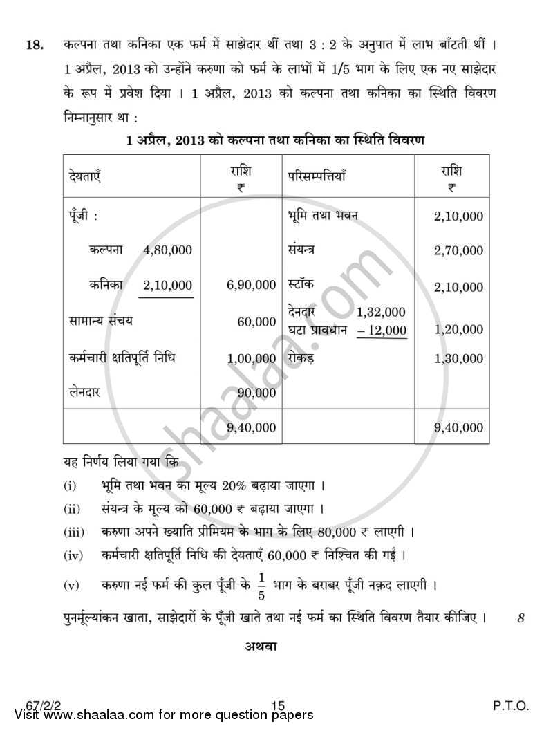 Accountancy 2013-2014 - CBSE 12th - Class 12 - CBSE (Central Board of Secondary Education) question paper with PDF download