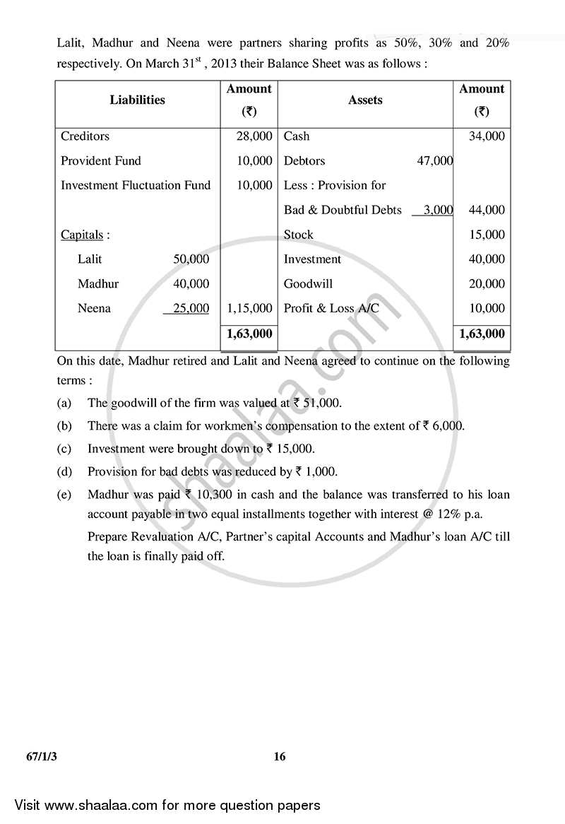 Accountancy 2014-2015 - CBSE 12th - Class 12 - CBSE (Central Board of Secondary Education) question paper with PDF download