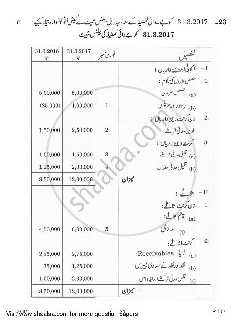Accountancy 2017-2018 - CBSE 12th - Class 12 - CBSE (Central Board of Secondary Education) question paper with PDF download