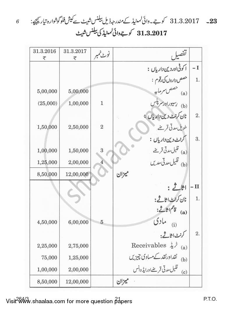 Accountancy 2017-2018 - CBSE 12th - Class 12 - CBSE (Central Board of Secondary Education) question paper with PDF download