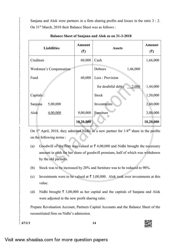 Accountancy 2018-2019 - CBSE 12th - Class 12 - CBSE (Central Board of Secondary Education) question paper with PDF download