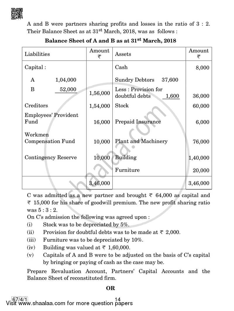 Accountancy 2018-2019 - CBSE 12th - Class 12 - CBSE (Central Board of Secondary Education) question paper with PDF download