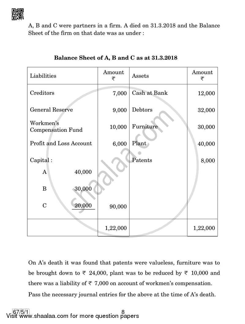Accountancy 2018-2019 - CBSE 12th - Class 12 - CBSE (Central Board of Secondary Education) question paper with PDF download