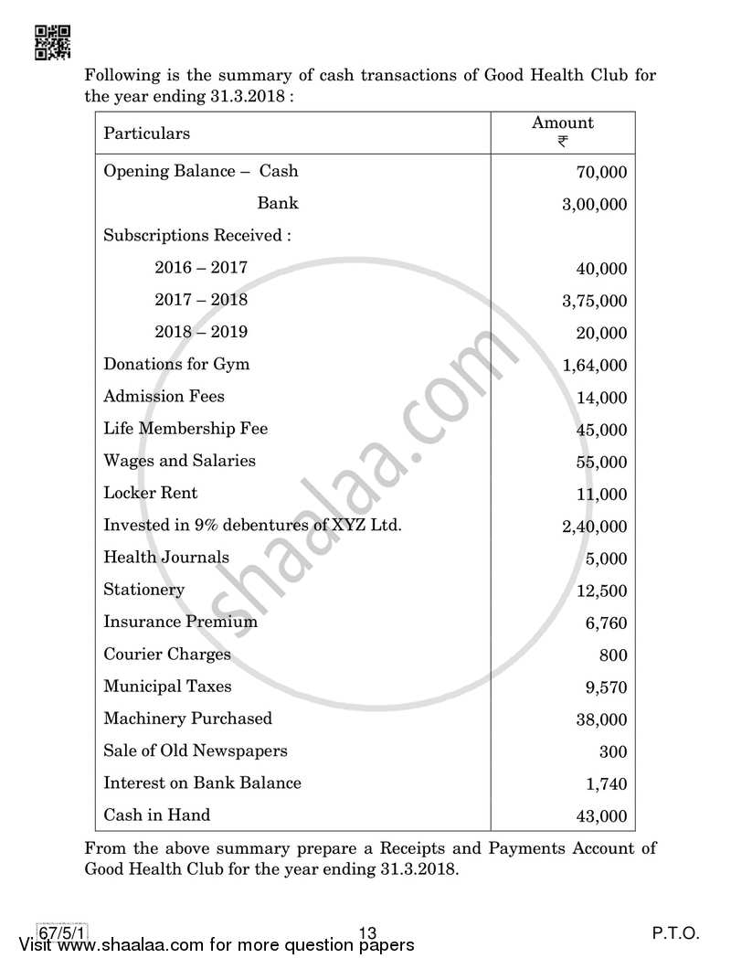 Accountancy 2018-2019 - CBSE 12th - Class 12 - CBSE (Central Board of Secondary Education) question paper with PDF download