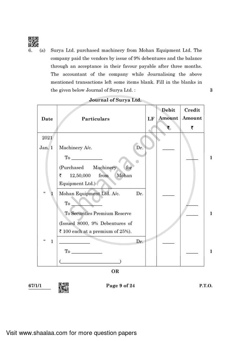 Accountancy 2021-2022 - CBSE 12th - Class 12 - CBSE (Central Board of Secondary Education) question paper with PDF download