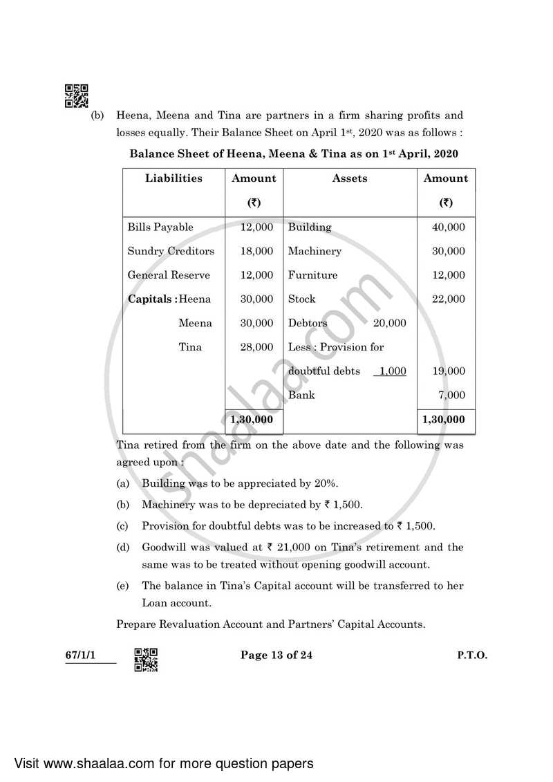 Accountancy 2021-2022 - CBSE 12th - Class 12 - CBSE (Central Board of Secondary Education) question paper with PDF download