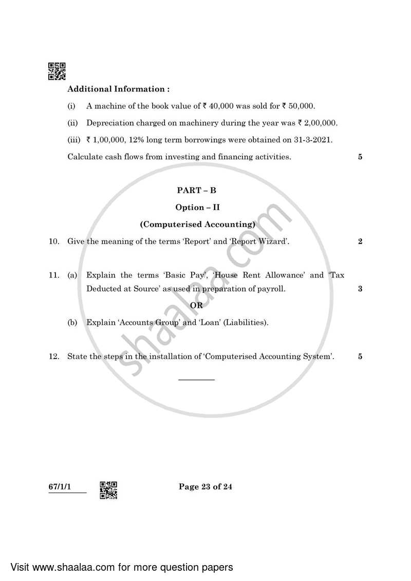 Accountancy 2021-2022 - CBSE 12th - Class 12 - CBSE (Central Board of Secondary Education) question paper with PDF download