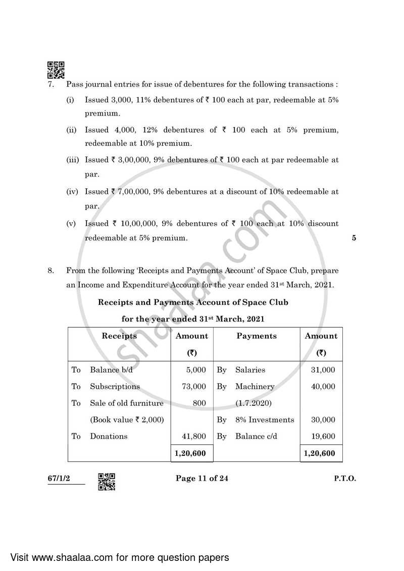 Accountancy 2021-2022 - CBSE 12th - Class 12 - CBSE (Central Board of Secondary Education) question paper with PDF download
