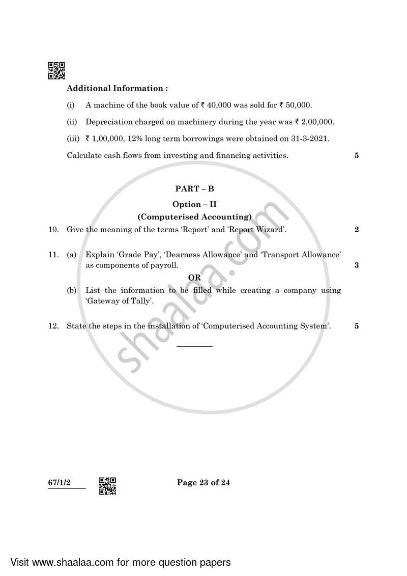 Accountancy 2021-2022 - CBSE 12th - Class 12 - CBSE (Central Board of Secondary Education) question paper with PDF download