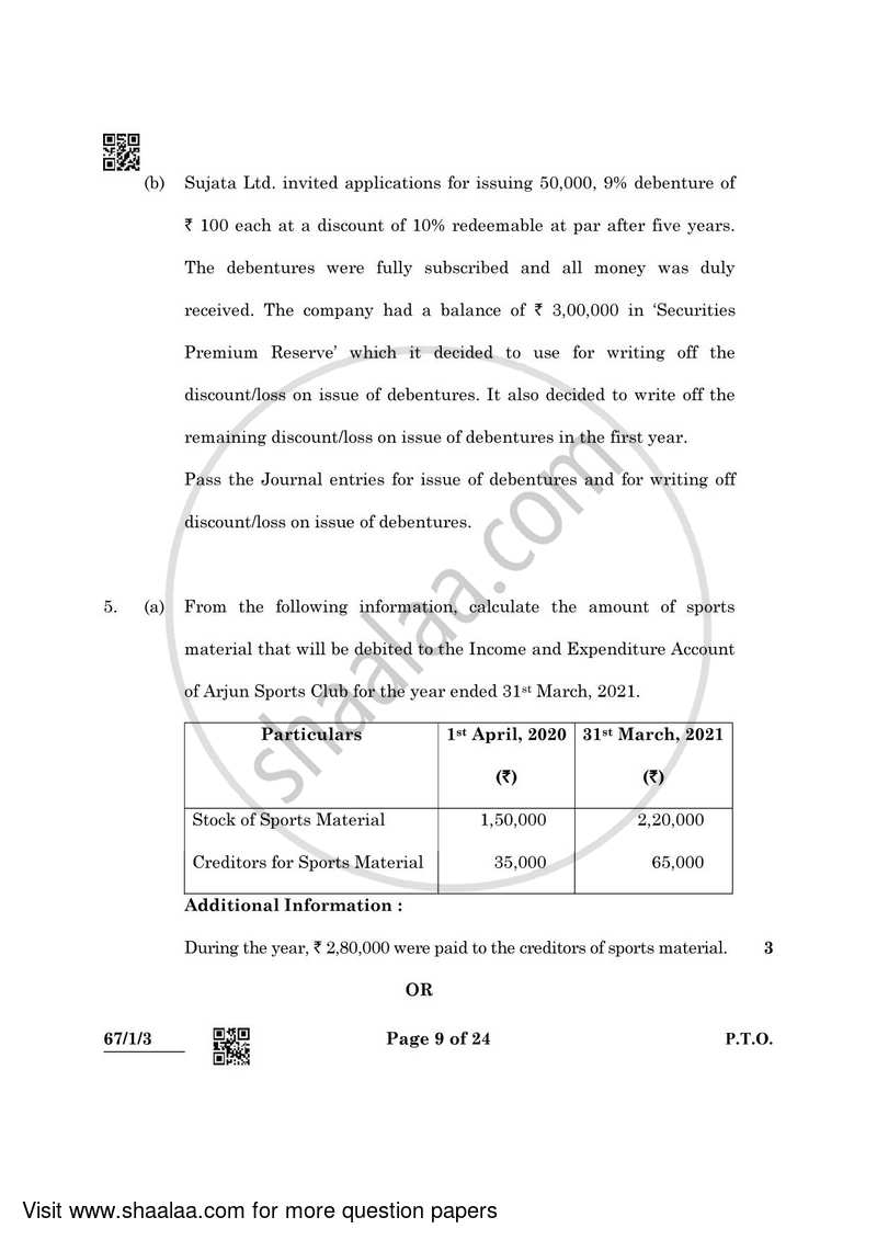 Accountancy 2021-2022 - CBSE 12th - Class 12 - CBSE (Central Board of Secondary Education) question paper with PDF download