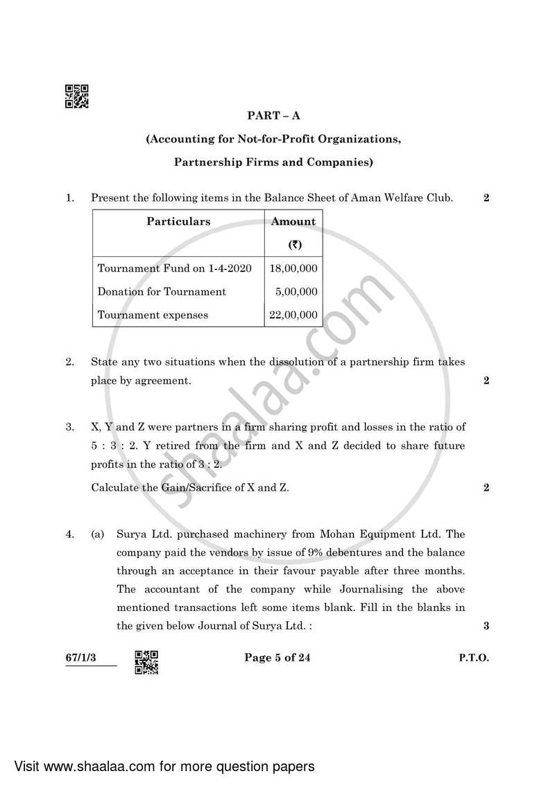 Accountancy 2021-2022 - CBSE 12th - Class 12 - CBSE (Central Board of Secondary Education) question paper with PDF download